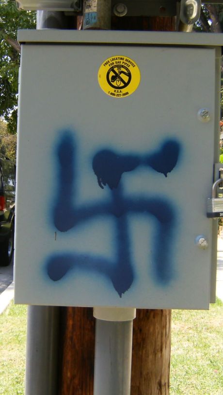 Nazi graffiti on electric box